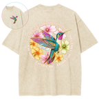 Ho'oponopono Healing Hummingbird Sacred Circle Vintage Wash Oversized T-Shirt
