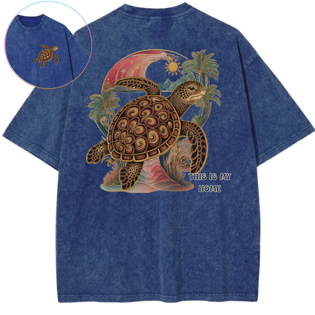 This Is My Home Sea Turtle Beach Protection Vintage Wash Oversized T-Shirt