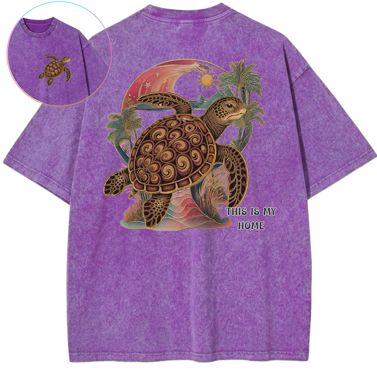 This Is My Home Sea Turtle Beach Protection Vintage Wash Oversized T-Shirt