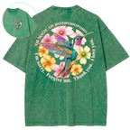 Ho'oponopono Healing Hummingbird Sacred Circle Vintage Wash Oversized T-Shirt