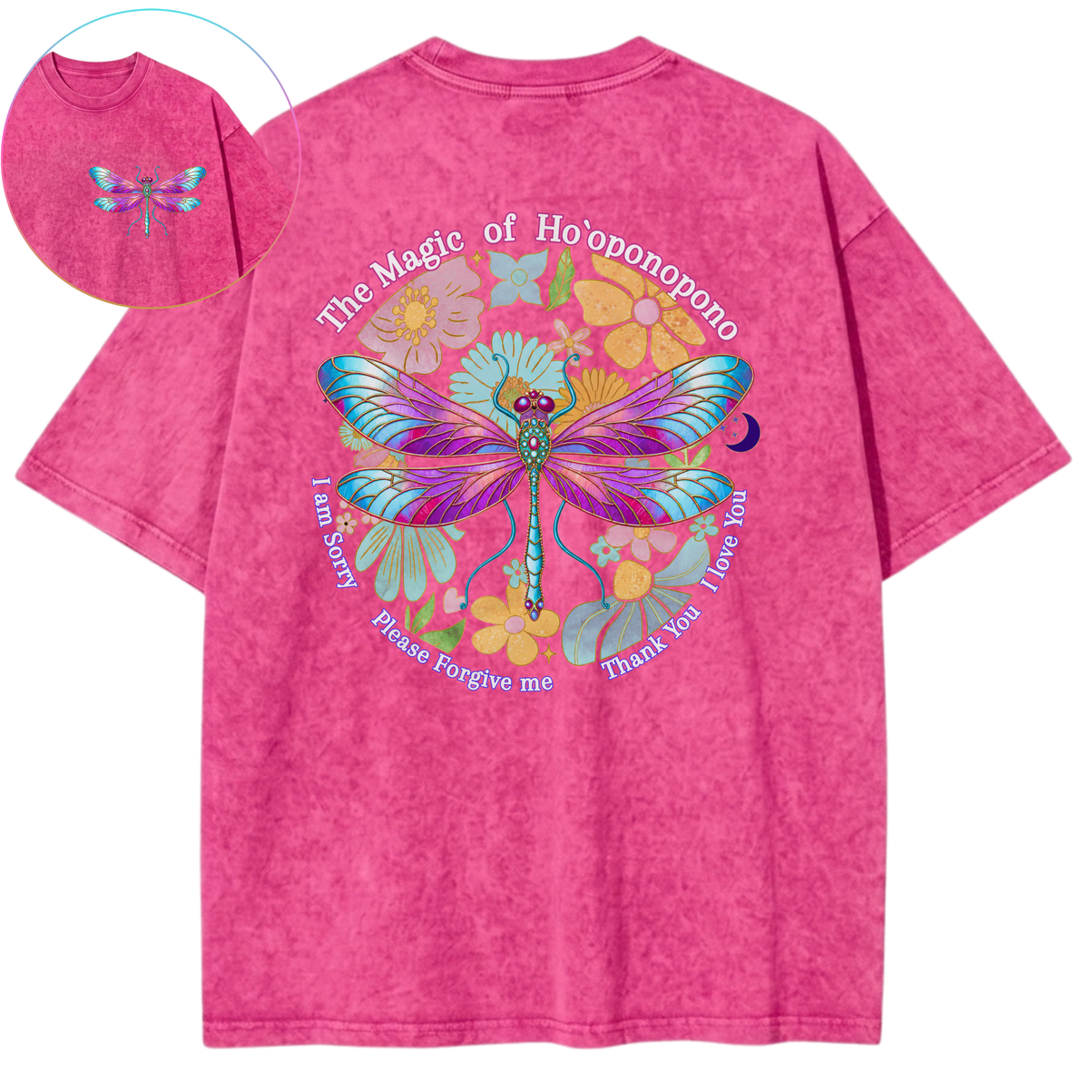 Ho’oponopono Transformation Dragonfly Vintage Wash Oversized T-Shirt