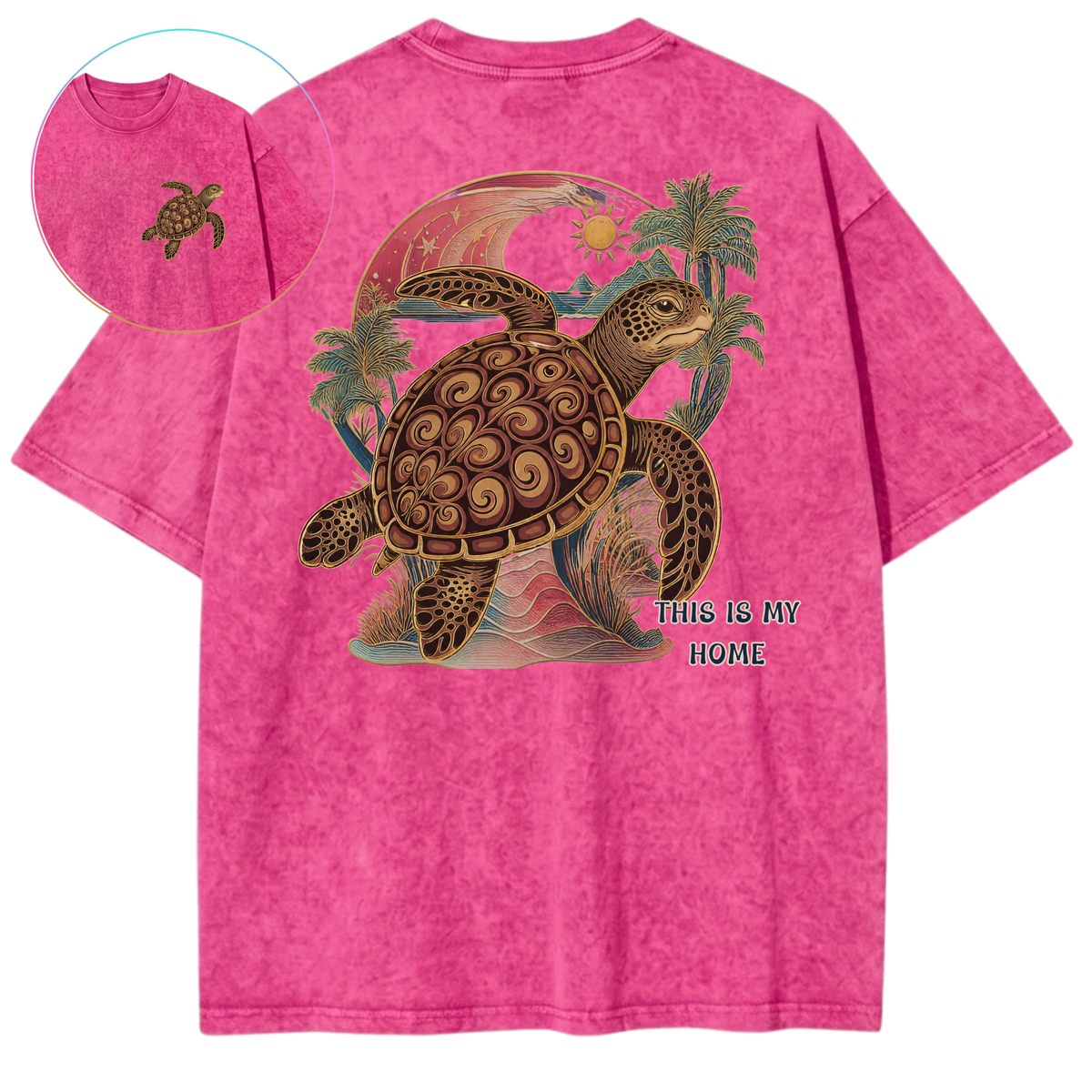 This Is My Home Sea Turtle Beach Protection Vintage Wash Oversized T-Shirt