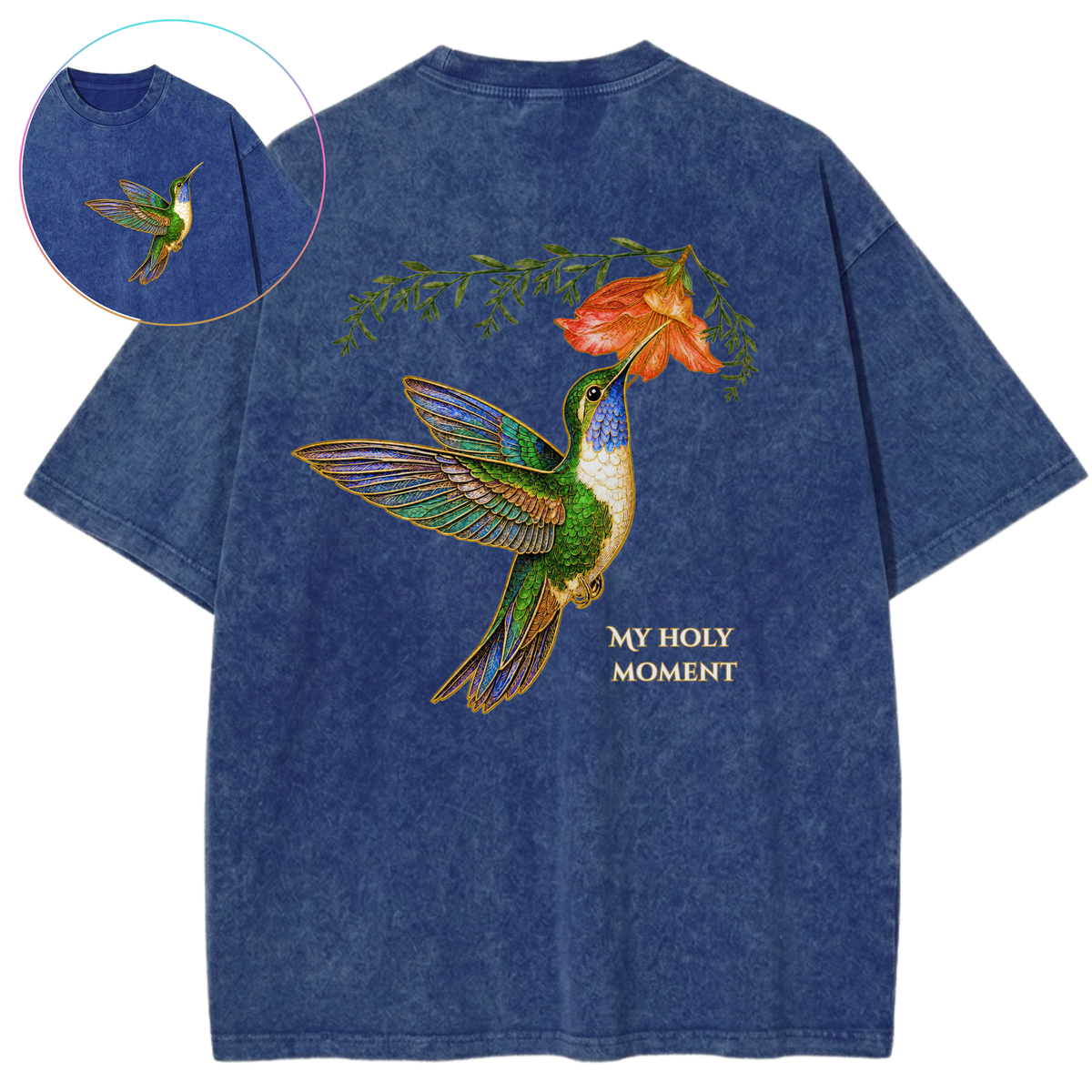 My Holy Moment Hummingbird Sacred Peace Vintage Wash Oversized T-Shirt