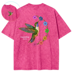 Expanding Love Hummingbird 7 Chakras Vintage Wash Oversized T-Shirt