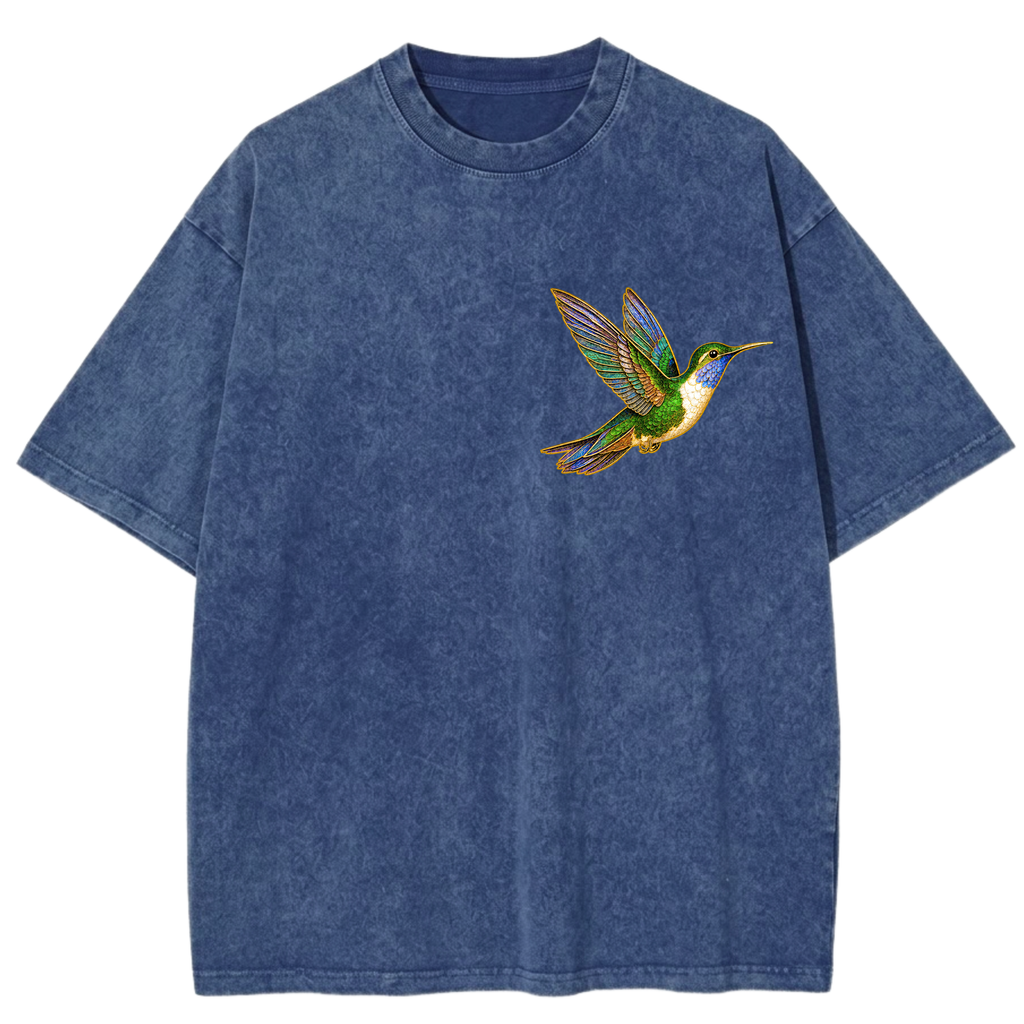 Expanding Love Hummingbird 7 Chakras Vintage Wash Oversized T-Shirt