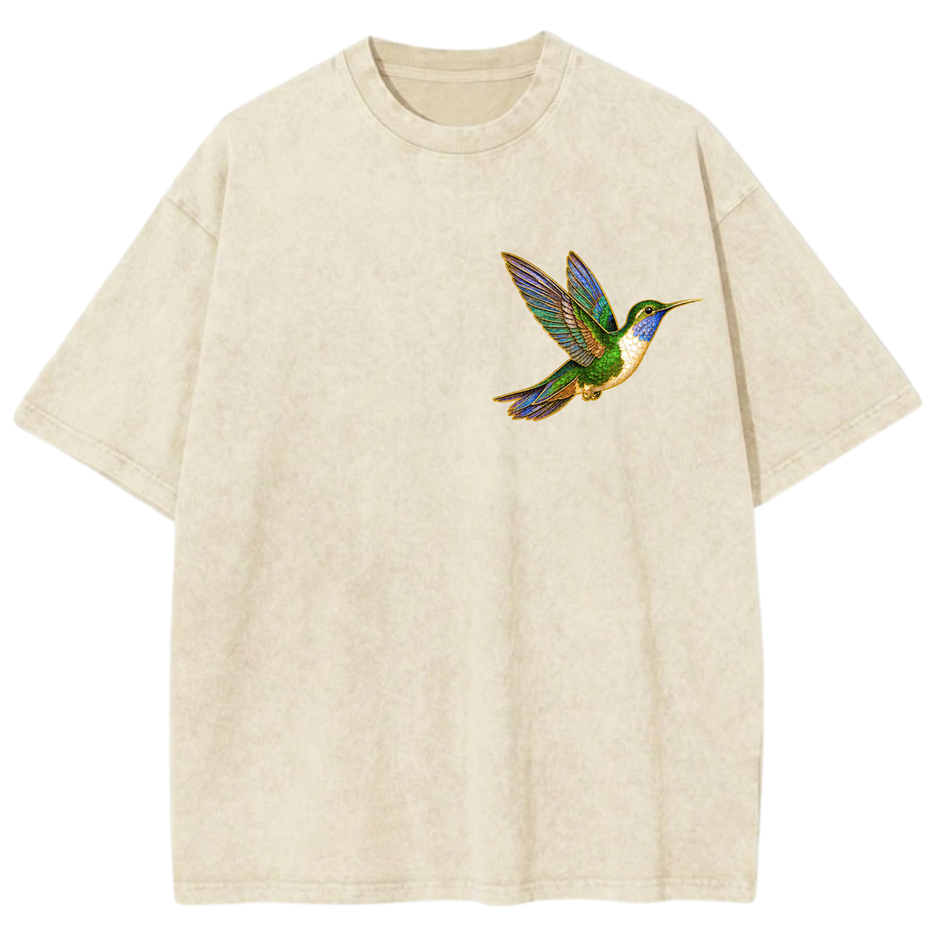 Expanding Love Hummingbird 7 Chakras Vintage Wash Oversized T-Shirt