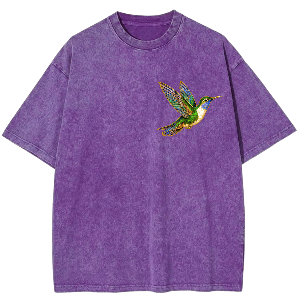 Expanding Love Hummingbird 7 Chakras Vintage Wash Oversized T-Shirt
