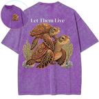 Let Them Live Sea Turtles Ocean Conservation Vintage Wash Oversized T-Shirt