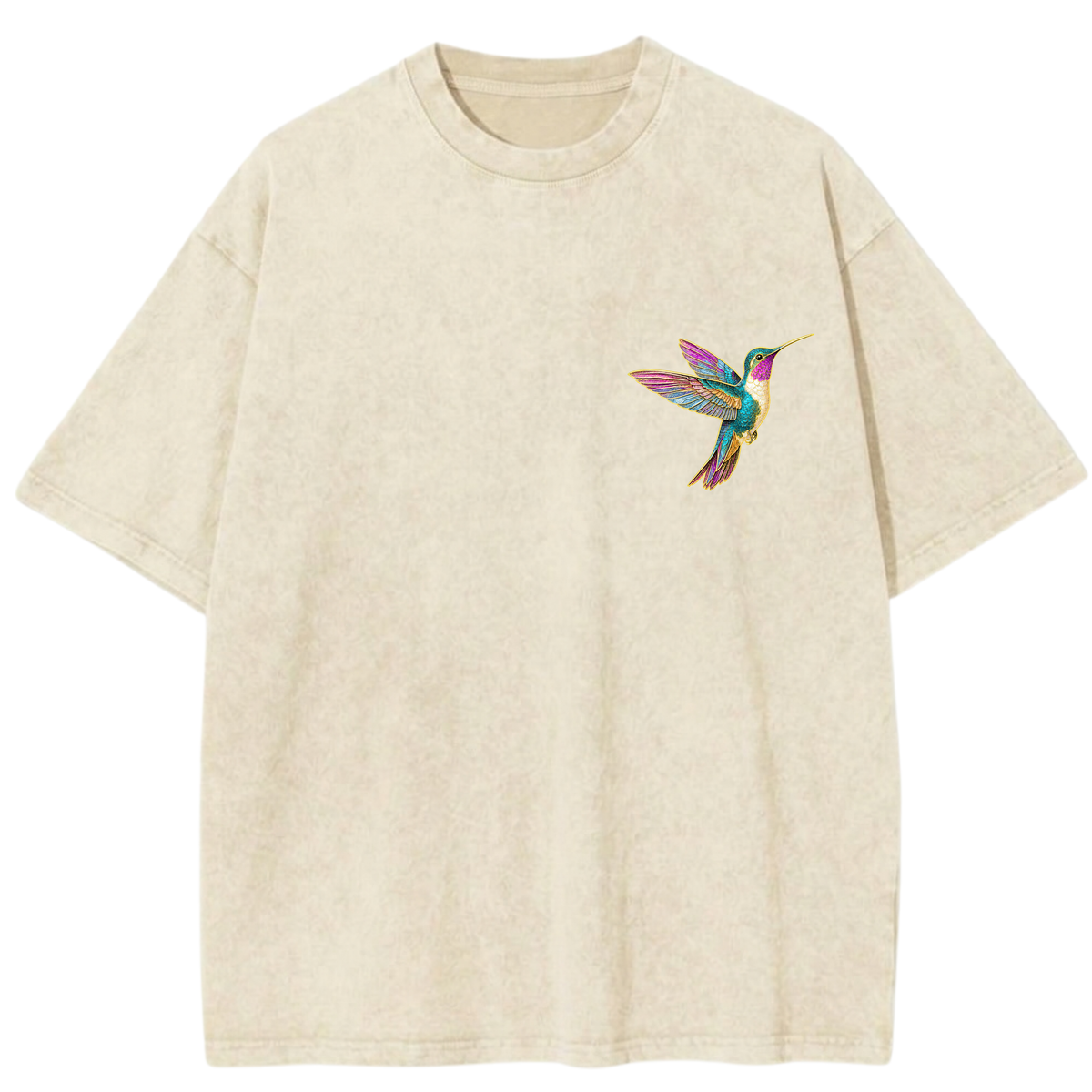 Ho'oponopono Healing Hummingbird Sacred Circle Vintage Wash Oversized T-Shirt