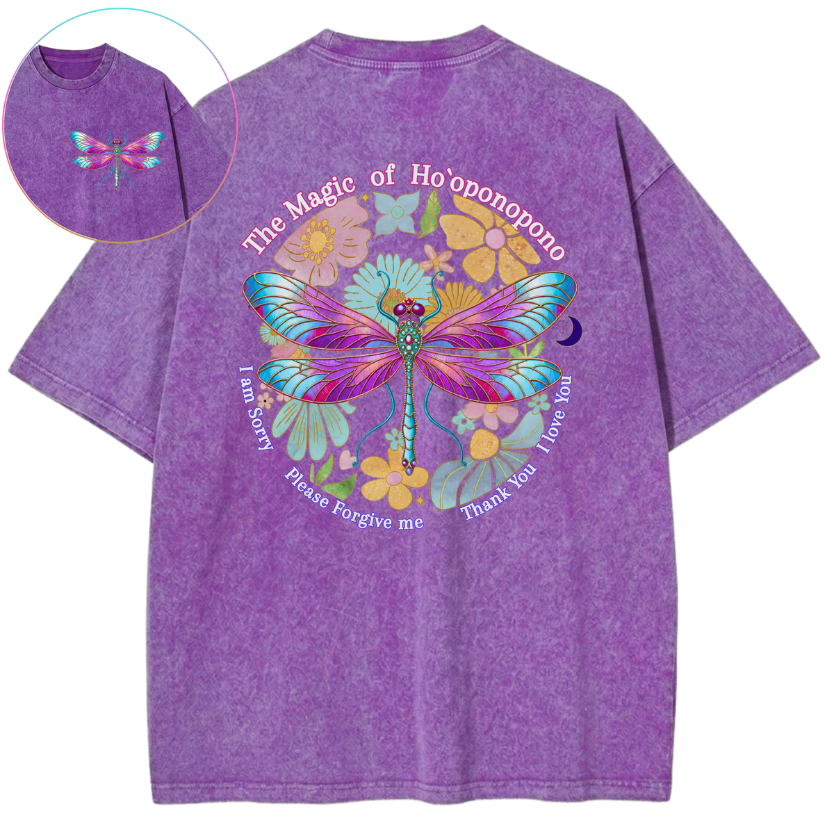 Ho’oponopono Transformation Dragonfly Vintage Wash Oversized T-Shirt