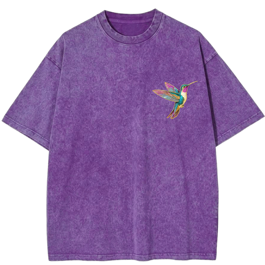 Ho'oponopono Healing Hummingbird Sacred Circle Vintage Wash Oversized T-Shirt