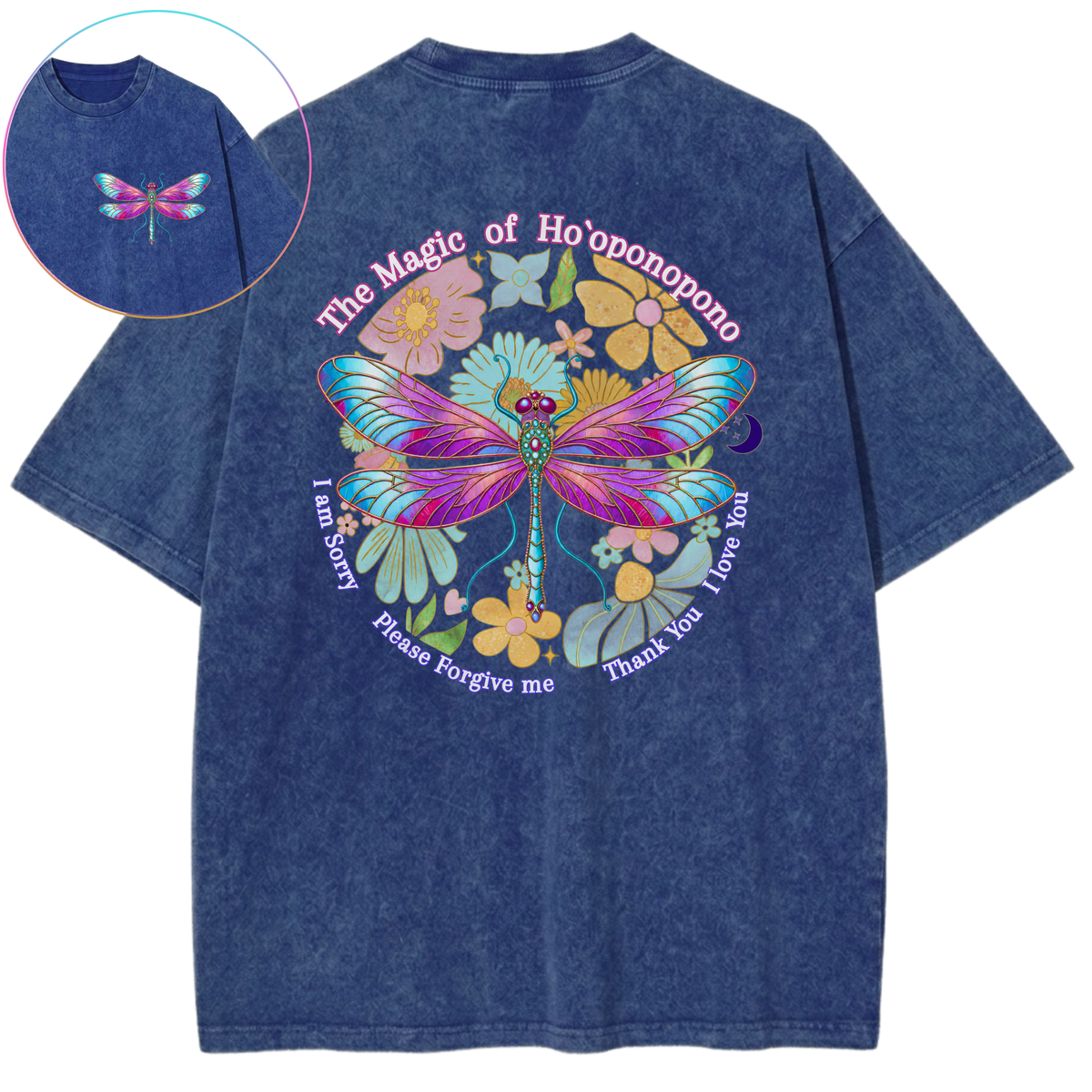 Ho’oponopono Transformation Dragonfly Vintage Wash Oversized T-Shirt