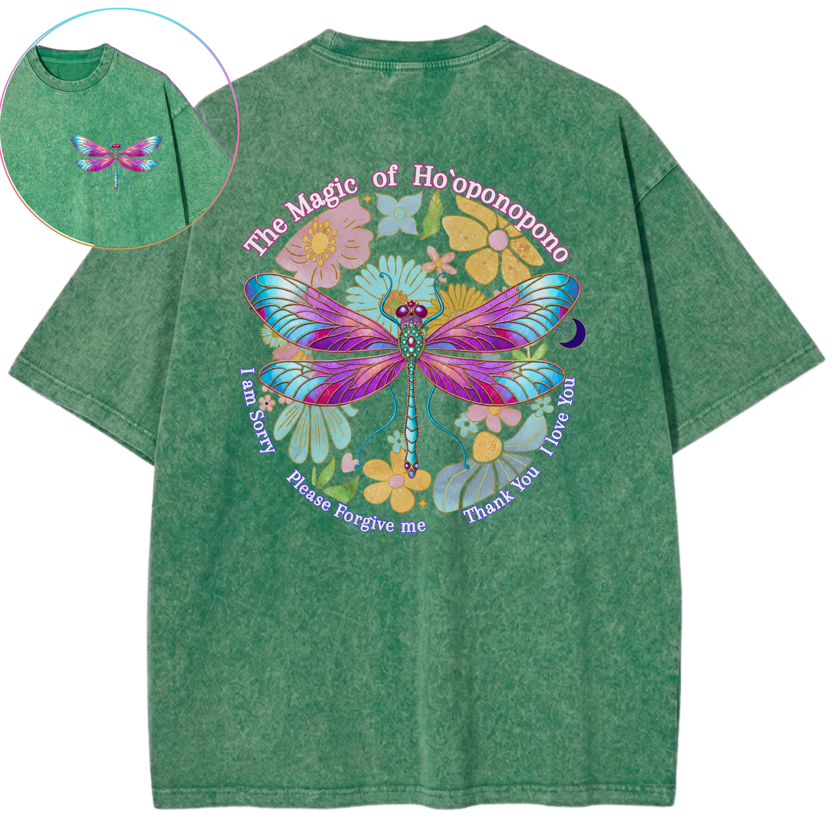 Ho’oponopono Transformation Dragonfly Vintage Wash Oversized T-Shirt