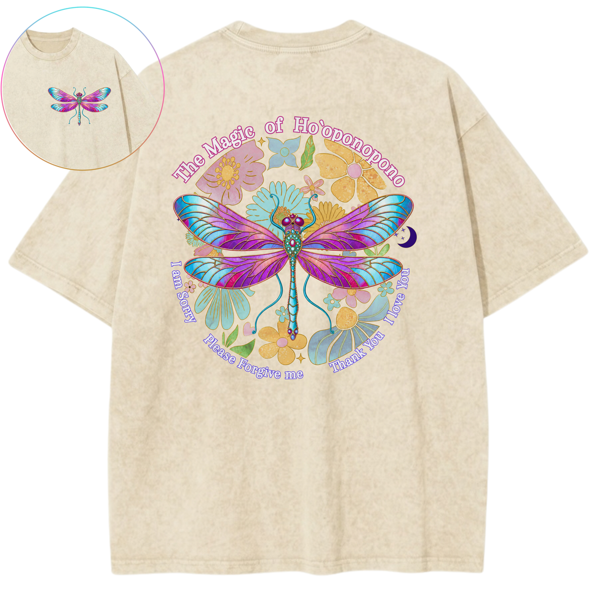 Ho’oponopono Transformation Dragonfly Vintage Wash Oversized T-Shirt